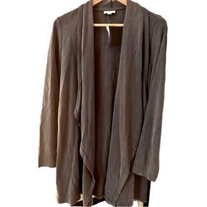 J. Jill PureJill Women's Sand-Washed Draped-Front Jacket Minimalist, Gray, XS